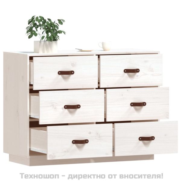 Сайдборд, бял, 100x40x75 см, бор масив