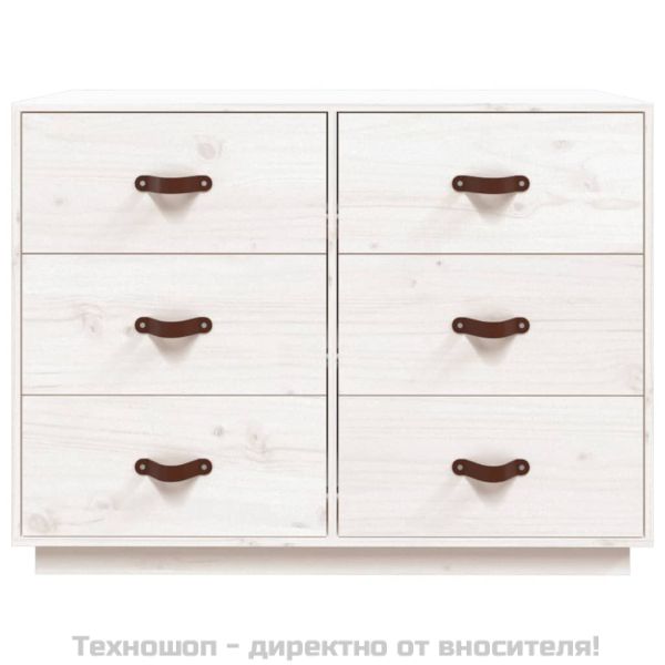 Сайдборд, бял, 100x40x75 см, бор масив