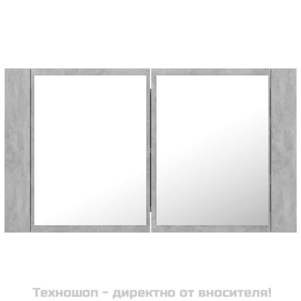LED шкаф с огледало за баня, бетонно сив, 80x12x45 см, акрил
