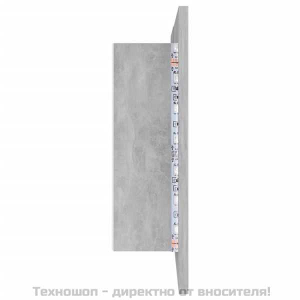 LED шкаф с огледало за баня, бетонно сив, 80x12x45 см, акрил