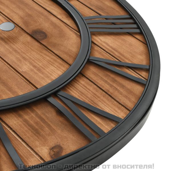 Винтидж стенен кварцов часовник, дърво и метал, 60 см, XXL