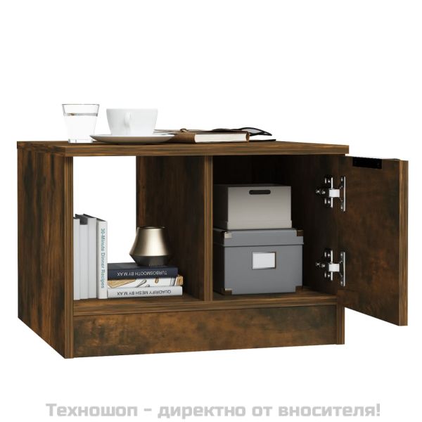 Кафе маса, опушен дъб, 50x50x36 см, инженерно дърво