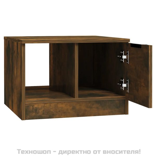 Кафе маса, опушен дъб, 50x50x36 см, инженерно дърво