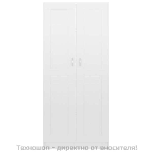 Библиотека, бял гланц, 82,5x30,5x185,5 см, инженерно дърво