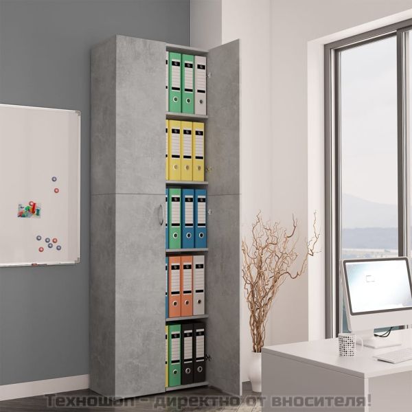 Офис шкаф, бетонно сив, 60x32x190 см, инженерно дърво