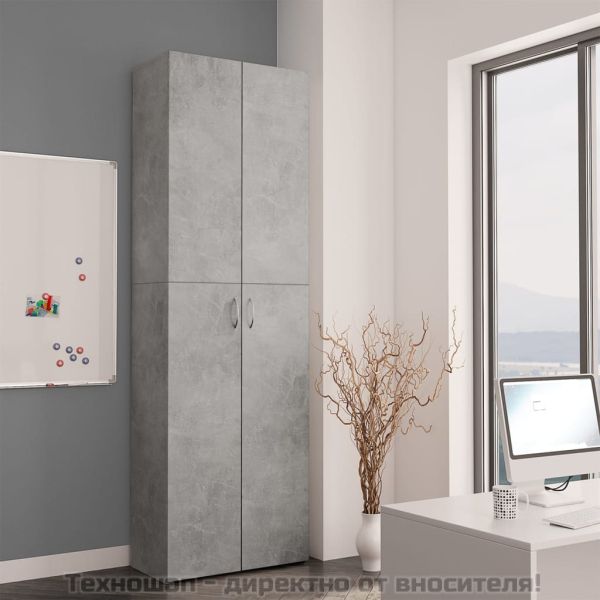 Офис шкаф, бетонно сив, 60x32x190 см, инженерно дърво