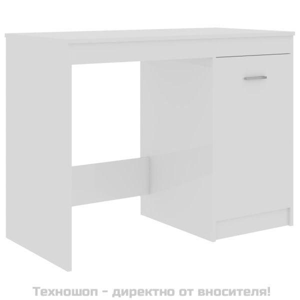 Бюро, бял гланц, 100x50x76 см, инженерно дърво