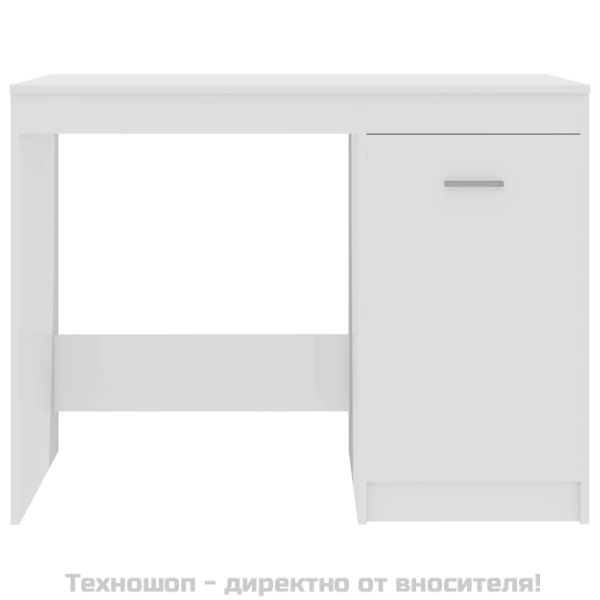 Бюро, бял гланц, 100x50x76 см, инженерно дърво