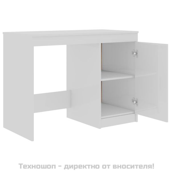 Бюро, бял гланц, 100x50x76 см, инженерно дърво