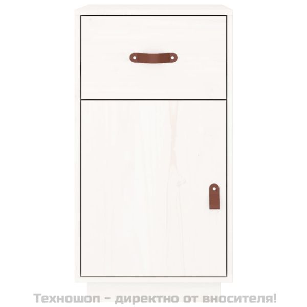 Шкаф за бюро, Бял, 40x50x75 см, борово дърво масив