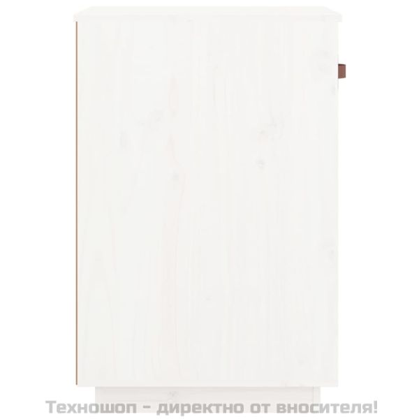 Шкаф за бюро, Бял, 40x50x75 см, борово дърво масив