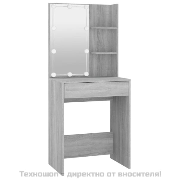 Тоалетка с LED, сив сонома, 60x40x140 см