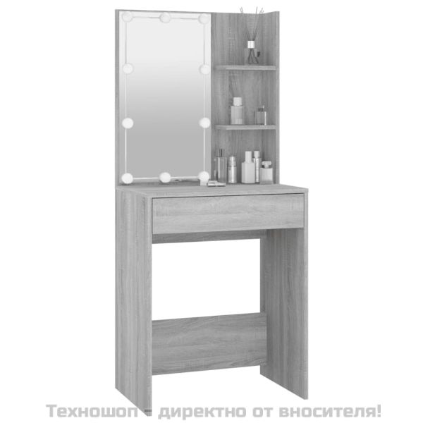 Тоалетка с LED, сив сонома, 60x40x140 см