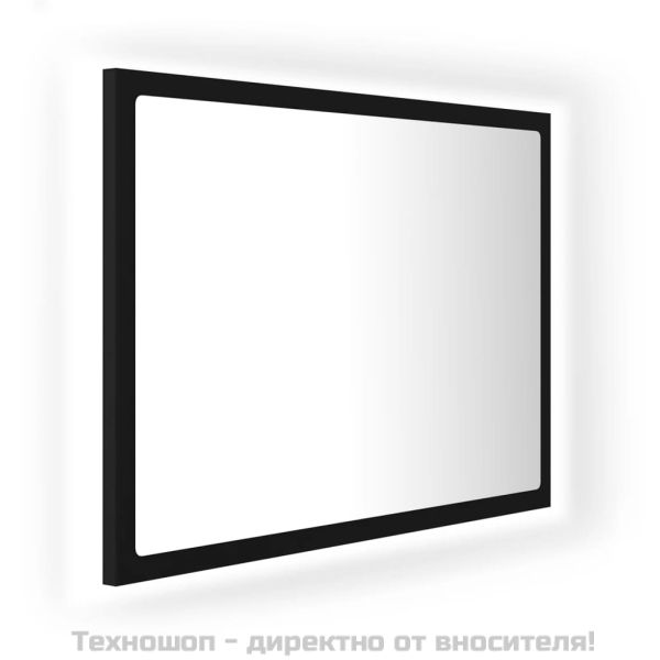 LED огледало за баня, черно, 60x8,5x37 см, акрил