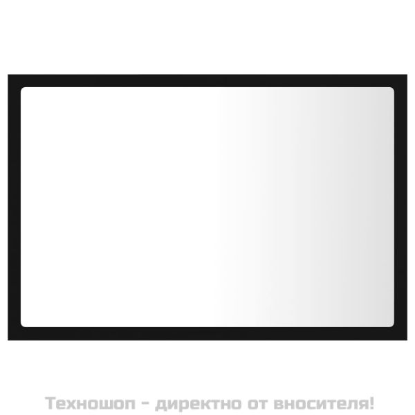 LED огледало за баня, черно, 60x8,5x37 см, акрил