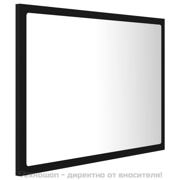 LED огледало за баня, черно, 60x8,5x37 см, акрил