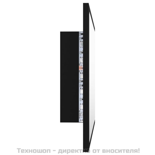 LED огледало за баня, черно, 60x8,5x37 см, акрил