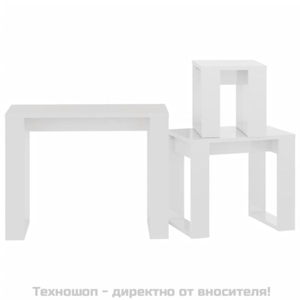 Стифиращи маси, 3 бр, бял гланц, инженерно дърво