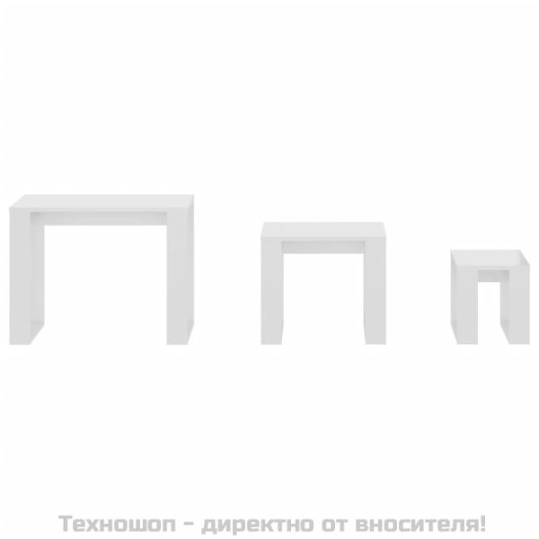 Стифиращи маси, 3 бр, бял гланц, инженерно дърво