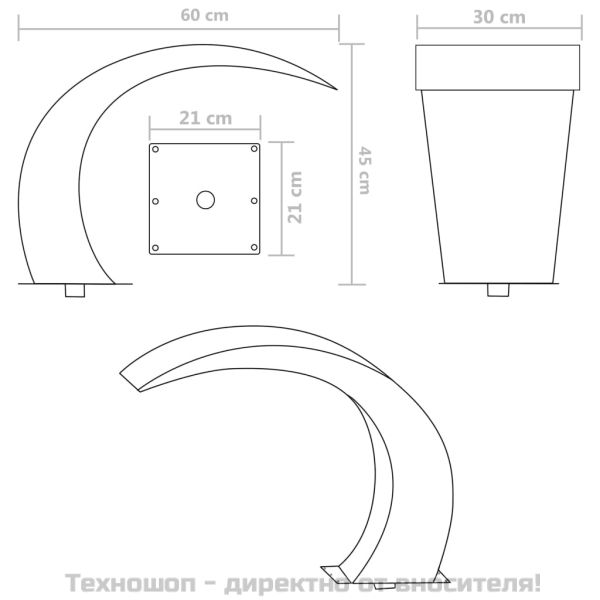 Градински фонтан за басейн, неръждаема стомана, 45x30x60 см