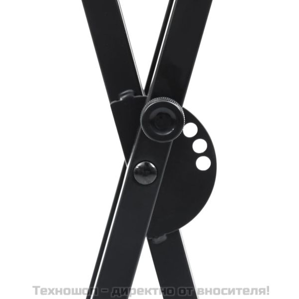 Комплект двойна стойка за кийборд и табуретка в черно