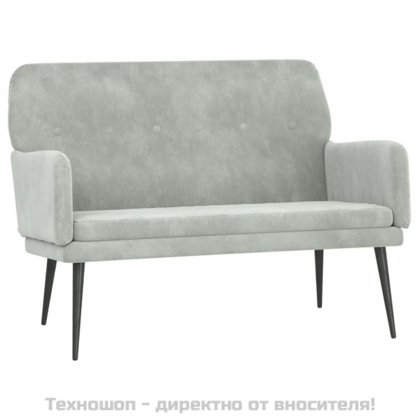 Пейка, светлосива, 108x79x79 см, кадифе
