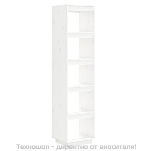 Библиотека/разделител за стая, бяла, 40x35x167 см, бор масив