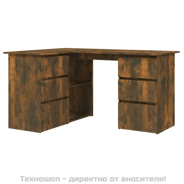 Ъглово бюро, опушен дъб, 145x50x76 см, инженерно дърво