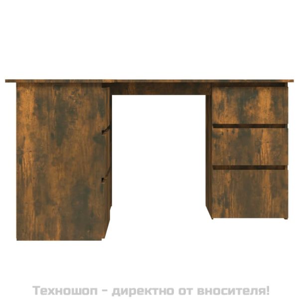 Ъглово бюро, опушен дъб, 145x50x76 см, инженерно дърво