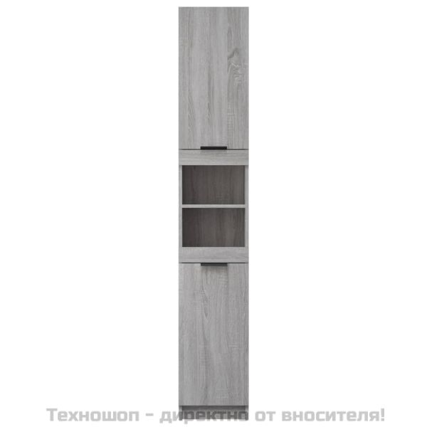 Шкаф за баня, сив сонома, 32x34x188,5 см, инженерно дърво