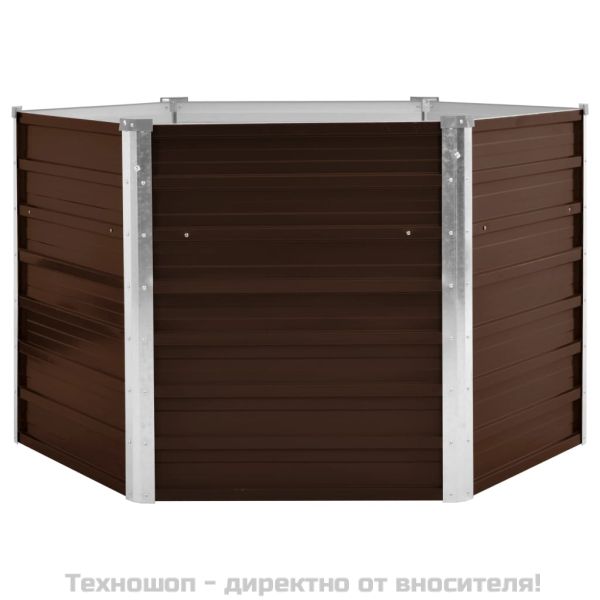 Градинска висока леха кафява 129x129x77 см поцинкована стомана