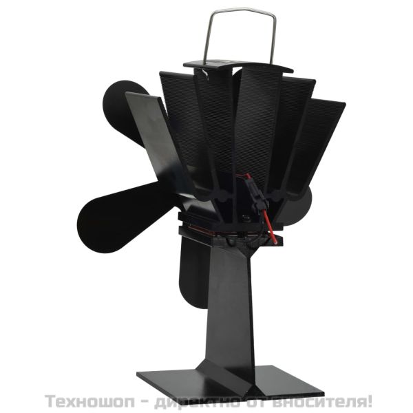 Вентилатор за печка за топъл въздух, 5 перки, черен
