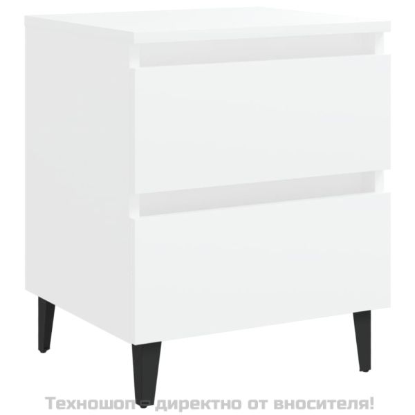 Нощни шкафчета, 2 бр, бели, 40x35x50 см, инженерно дърво