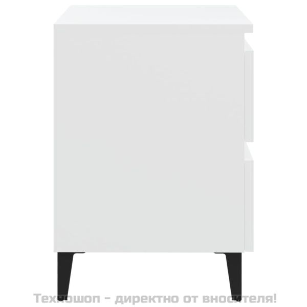 Нощни шкафчета, 2 бр, бели, 40x35x50 см, инженерно дърво