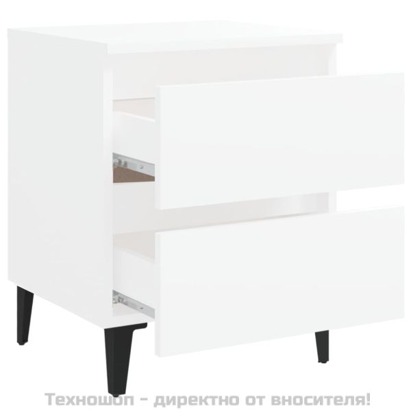 Нощни шкафчета, 2 бр, бели, 40x35x50 см, инженерно дърво