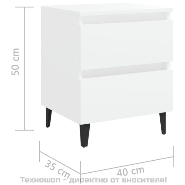 Нощни шкафчета, 2 бр, бели, 40x35x50 см, инженерно дърво