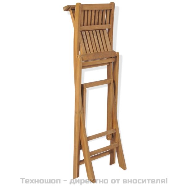 Сгъваеми градински бар столове, 2 бр, тиково дърво масив