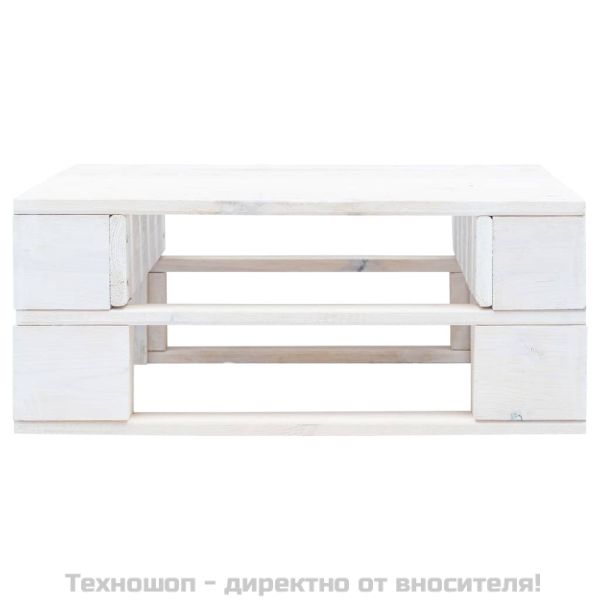 Градинска палетна табуретка, дърво, бяла