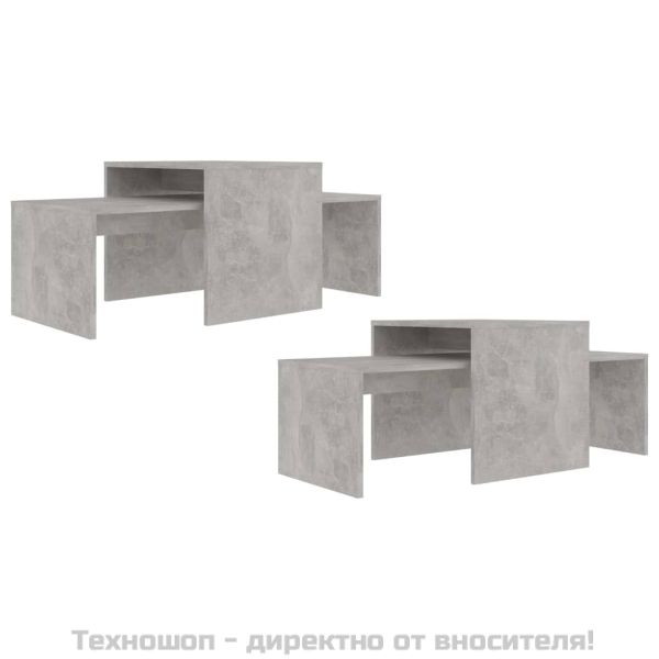Комплект кафе маси, бетонно сив, 100x48x40 см, инженерно дърво
