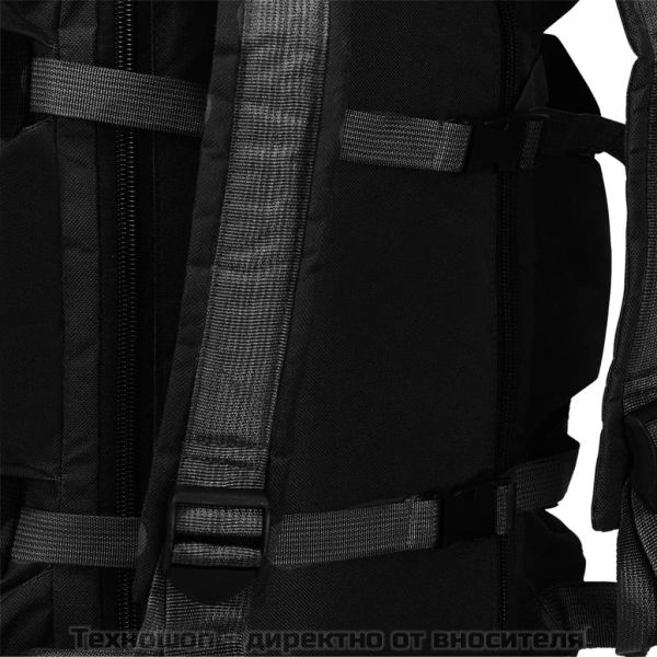 3-в-1 пътнически сак тип военен, 45 л, черен