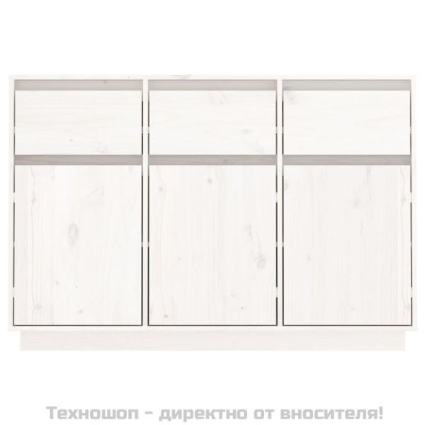 Сайдборд, бял, 110x34x75 см, бор масив