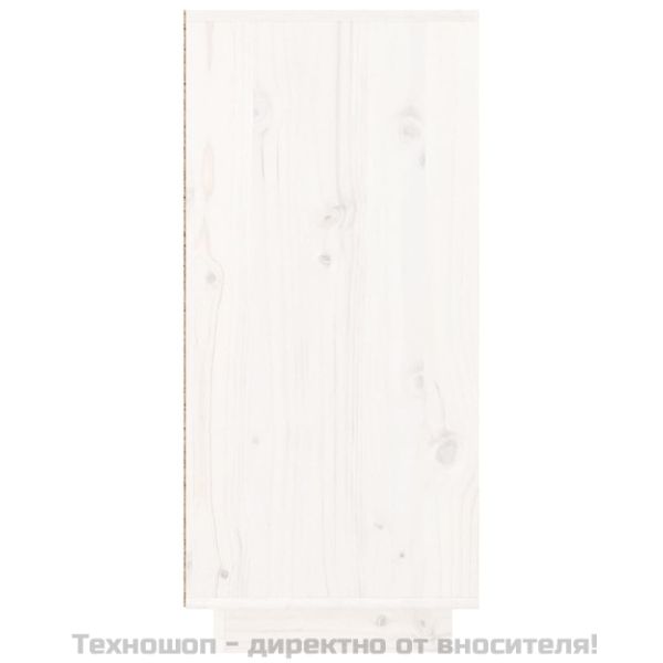 Сайдборд, бял, 110x34x75 см, бор масив