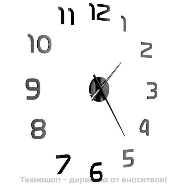 3D стенен часовник, модерен дизайн, 100 см, XXL, черен