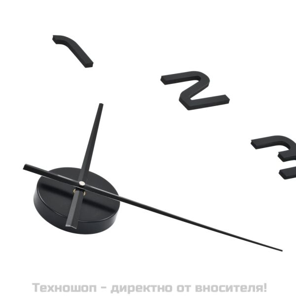 3D стенен часовник, модерен дизайн, 100 см, XXL, черен