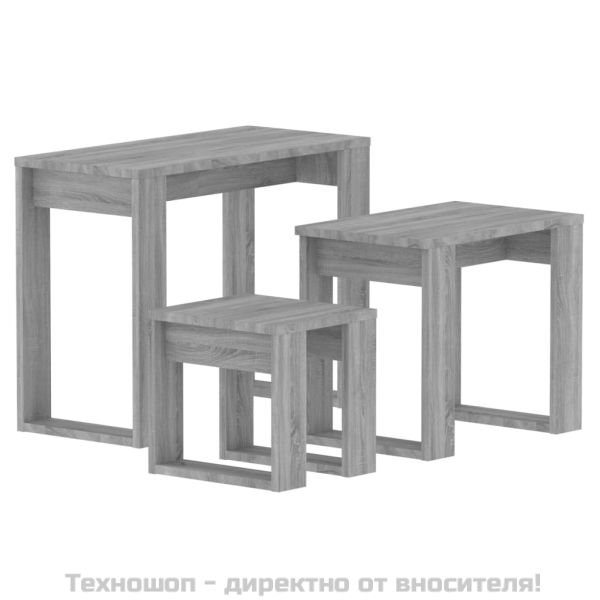 Стифиращи маси, 3 бр, сив сонома, инженерно дърво