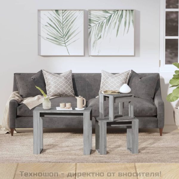 Стифиращи маси, 3 бр, сив сонома, инженерно дърво