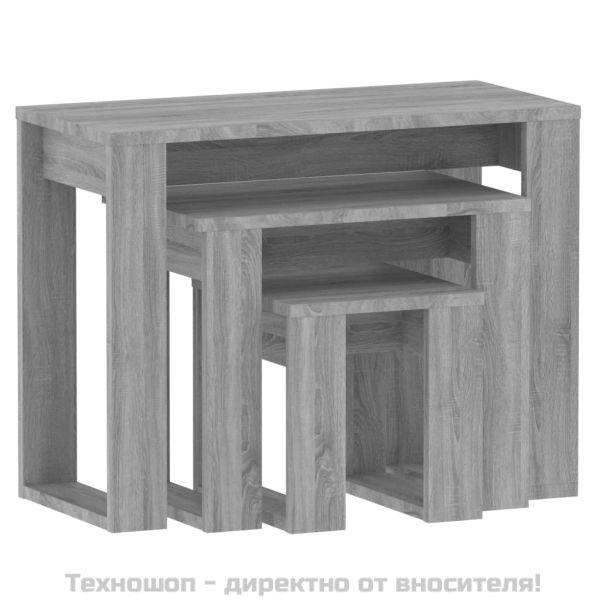 Стифиращи маси, 3 бр, сив сонома, инженерно дърво