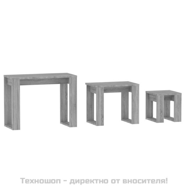 Стифиращи маси, 3 бр, сив сонома, инженерно дърво