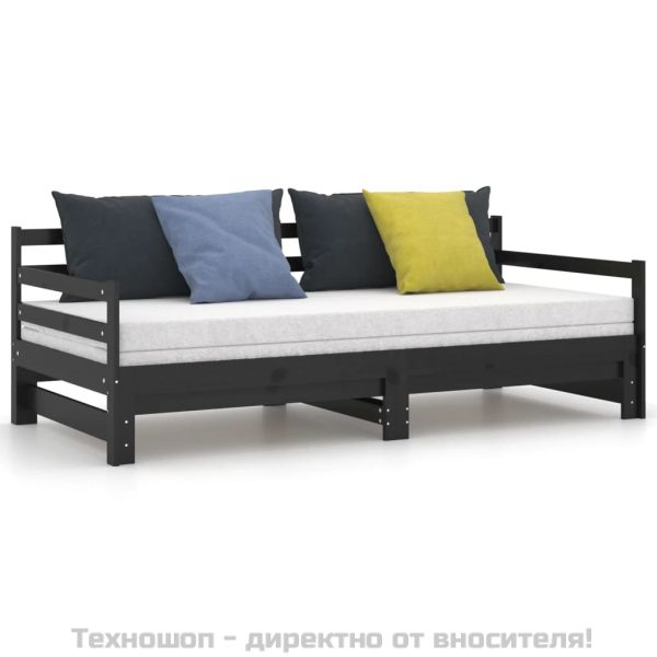 Разтегателно дневно легло, без матрак, черно, 2x(90x200) см