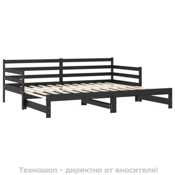 Разтегателно дневно легло, без матрак, черно, 2x(90x200) см